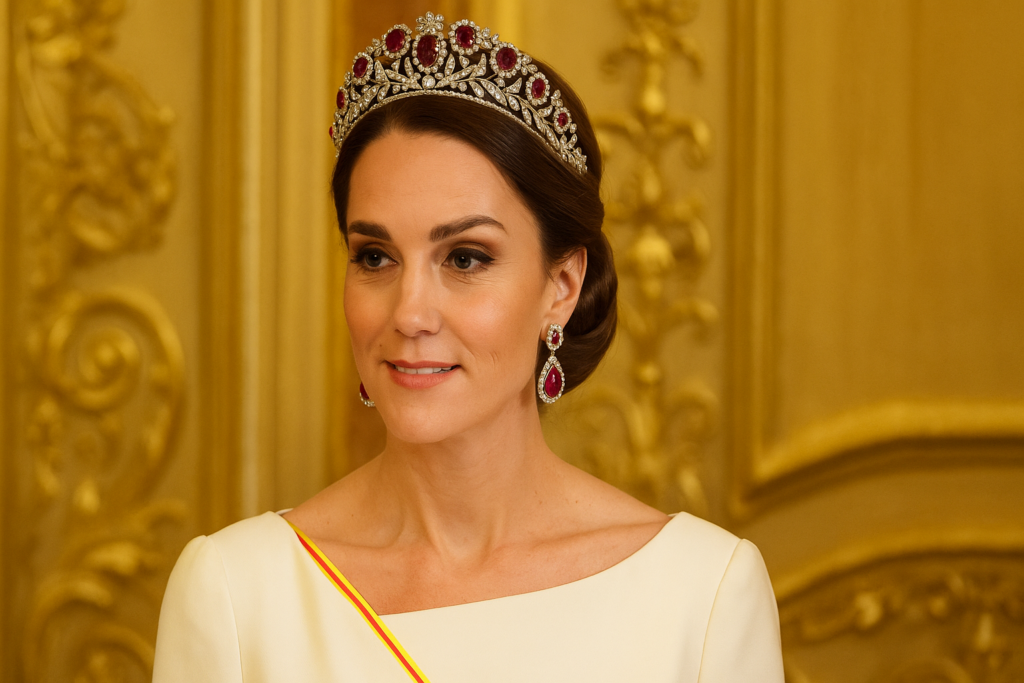 A New Tiara for Kate! The Princess of Wales Makes a Dazzling Debut in a Rare Ruby and Diamond Tiara for the German State Banquet