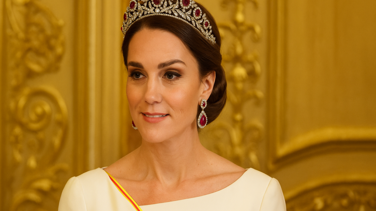 A New Tiara for Kate! The Princess of Wales Makes a Dazzling Debut in a Rare Ruby and Diamond Tiara for the German State Banquet – Tatler
